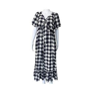 Checkered Blue and White Maxi Dress